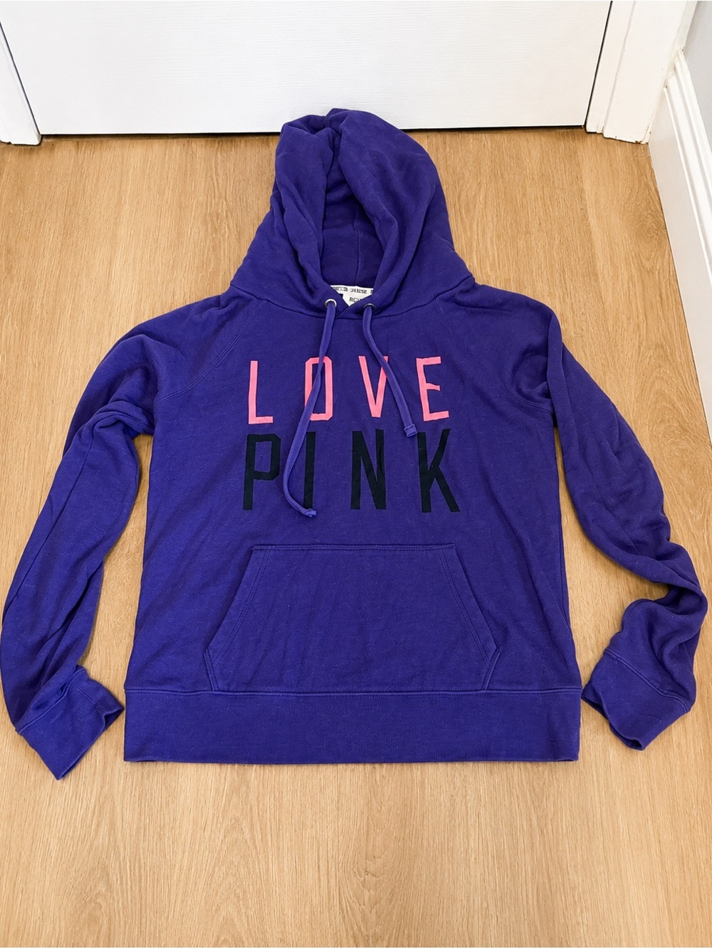 PINK Victoria's Secret Purple Hoodie with Pink and Black Logo Y2K Women’s Medium